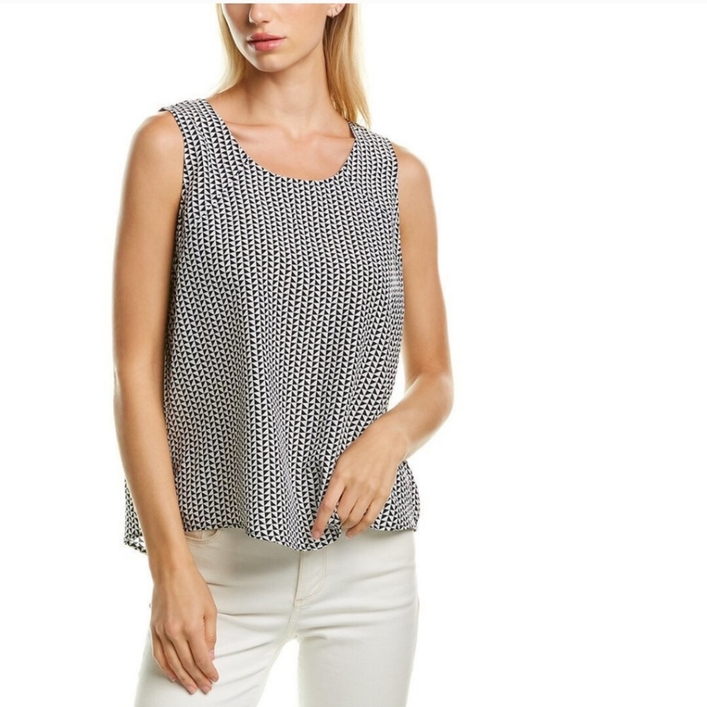 NWOT Joan Vass Chevron Silk Top